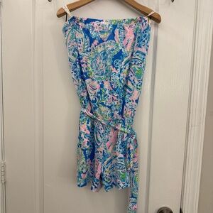 Lilly Pulitzer Blue and Pink Patterned Romper